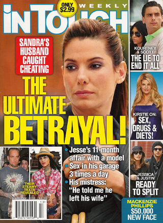 Illustration for article titled This Week In Tabloids: Sandra's Husband Had An Affair; Justin Might Be Cheating On Jessica